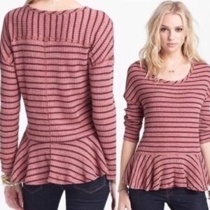 We The Free Mauve and Dark Purple Striped Top Babydoll Size Small